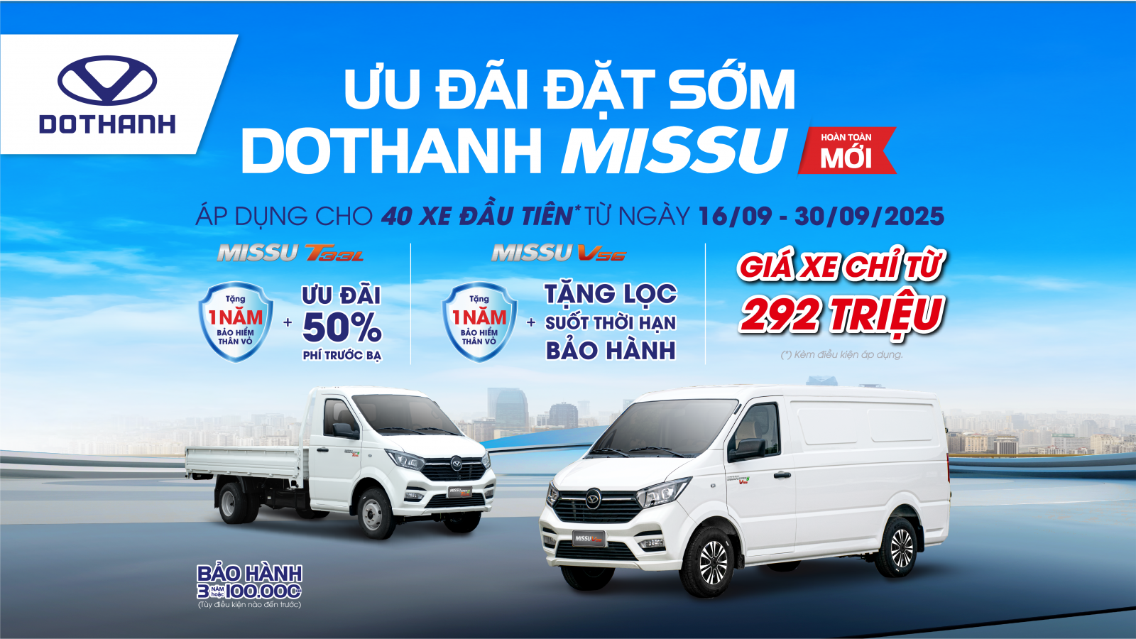 Ưu đãi đặt sớm khi mua xe tải, xe van DOTHANH MISSU
