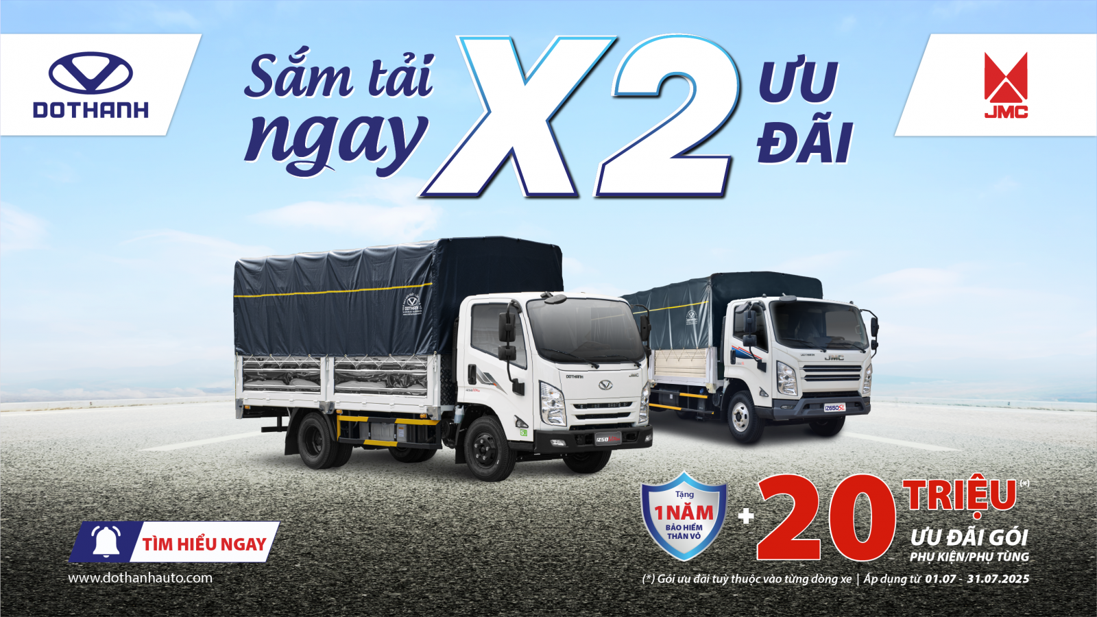 Khuyến mãi Tháng 7: Tặng ngay Bảo hiểm thân vỏ và Phụ kiện/phụ tùng khi mua xe tải 1.9 tấn, 3.5 tấn và 7.2 tấn DOTHANH IZ