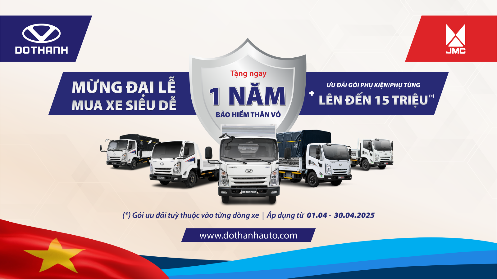 Mua xe tải DOTHANH IZ tặng Bảo hiểm thân vỏ và Phụ kiện | KHUYẾN MÃI MỪNG ĐẠI LỄ, MUA XE SIÊU DỄ