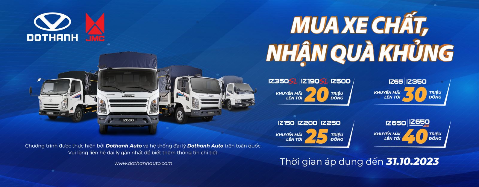 Chương trình khuyến mãi tháng 10/2023 khi mua xe tải DOTHANH IZ Series 