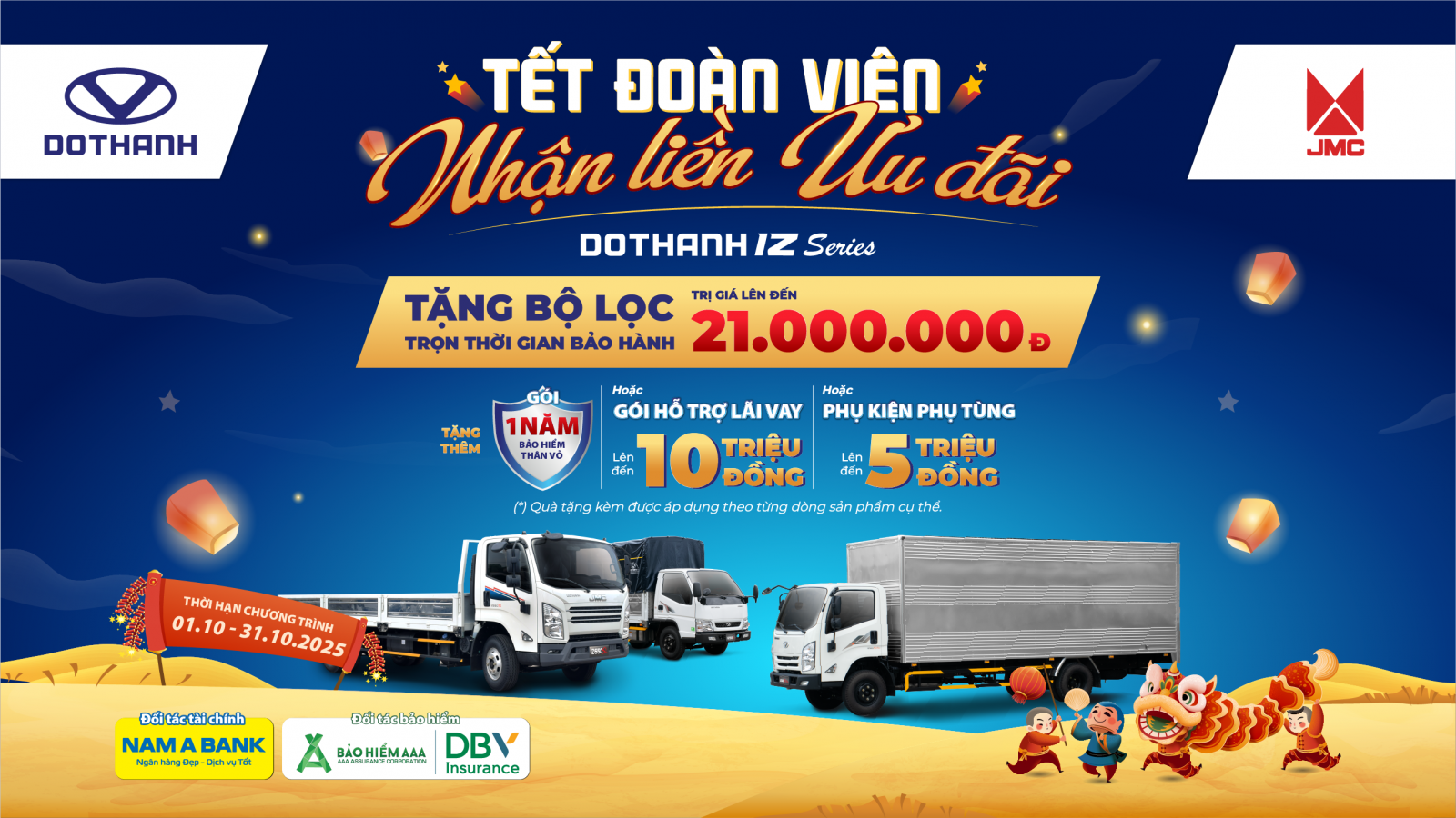 Khuyến mại Tháng 10 khi mua xe tải DOTHANH IZ | TẾT ĐOÀN VIÊN, NHẬN LIỀN ƯU ĐÃI