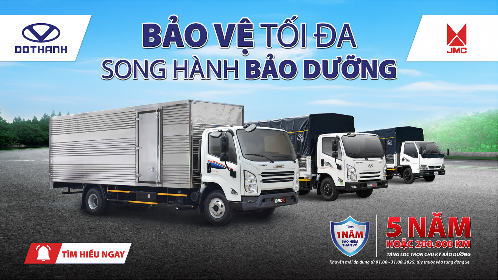 Mua Xe Tải DOTHANH IZ45S, IZ50S, IZ50M Plus, IZ65M Plus, IZ650SL Tặng Bảo Hiểm Thân Vỏ & Lọc Bảo Dưỡng | Khuyến mãi tháng 8