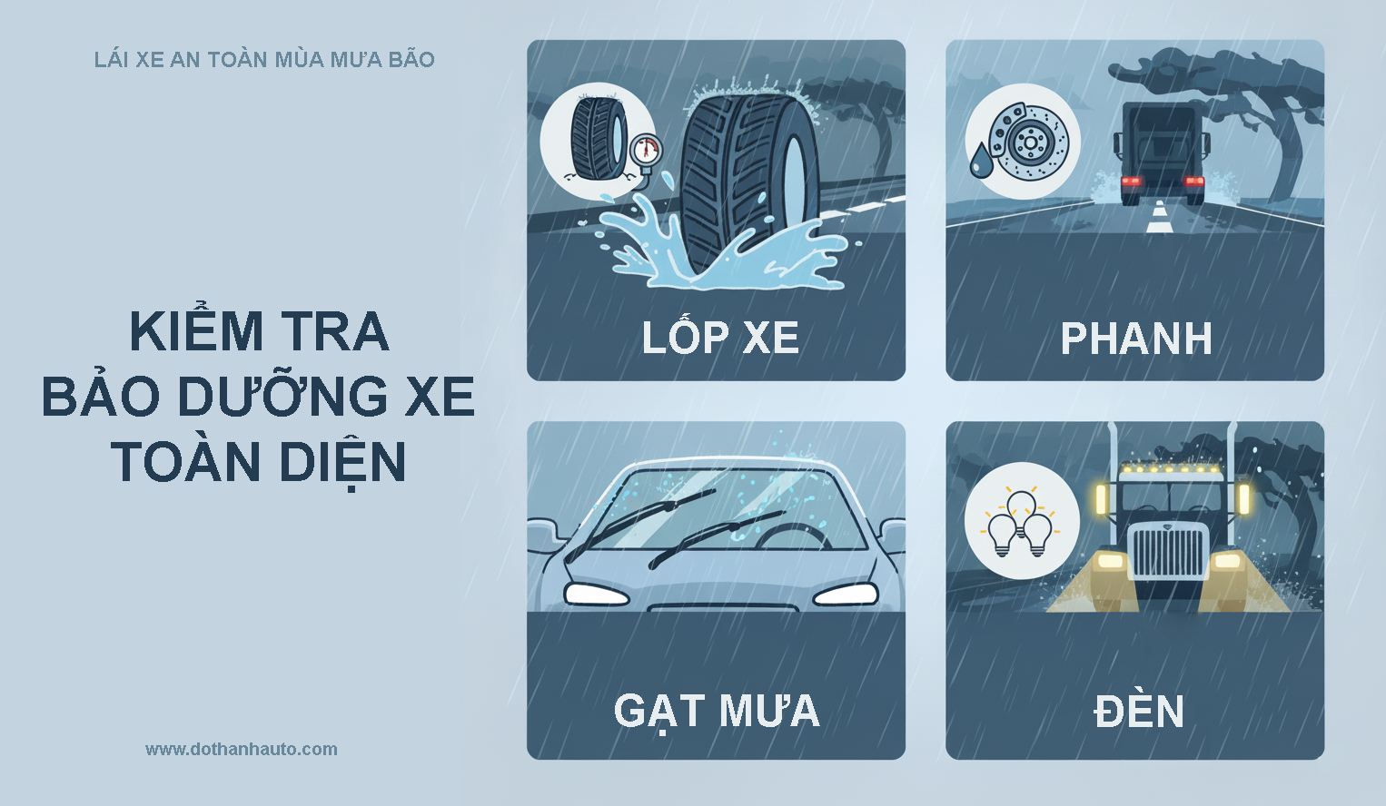 10 NGUYÊN TẮC VÀNG LÁI XE MÙA MƯA BÃO | Lái xe an toàn, kiểm tra và bảo dưỡng xe tổng thể trước khi lái