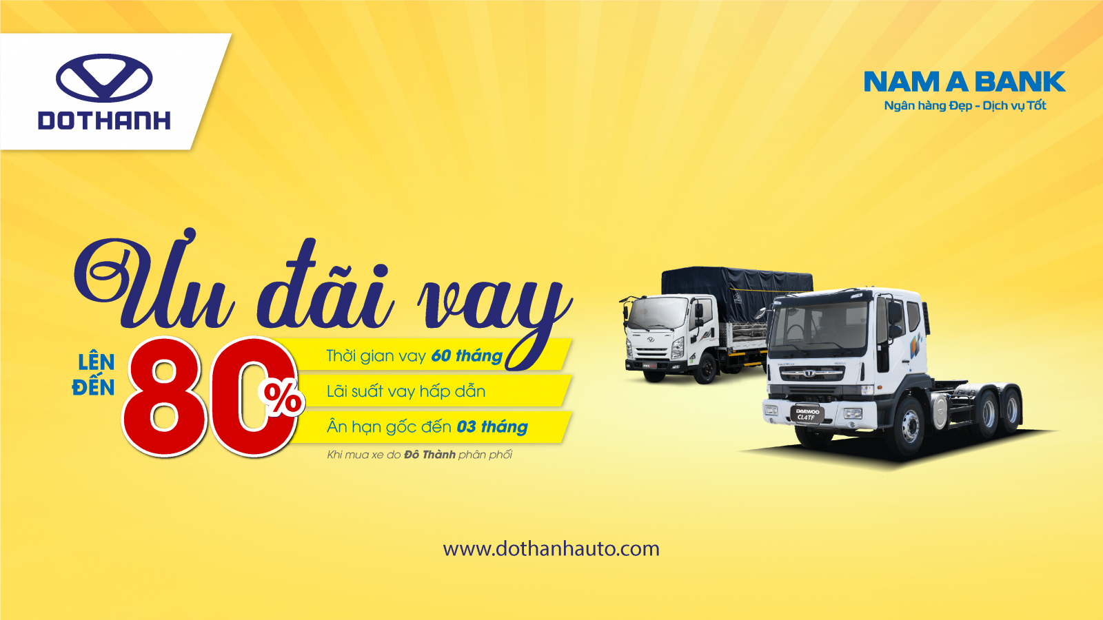Chương trình ưu đãi vay từ Nam A Bank khi mua xe do DoThanh Auto phân phối