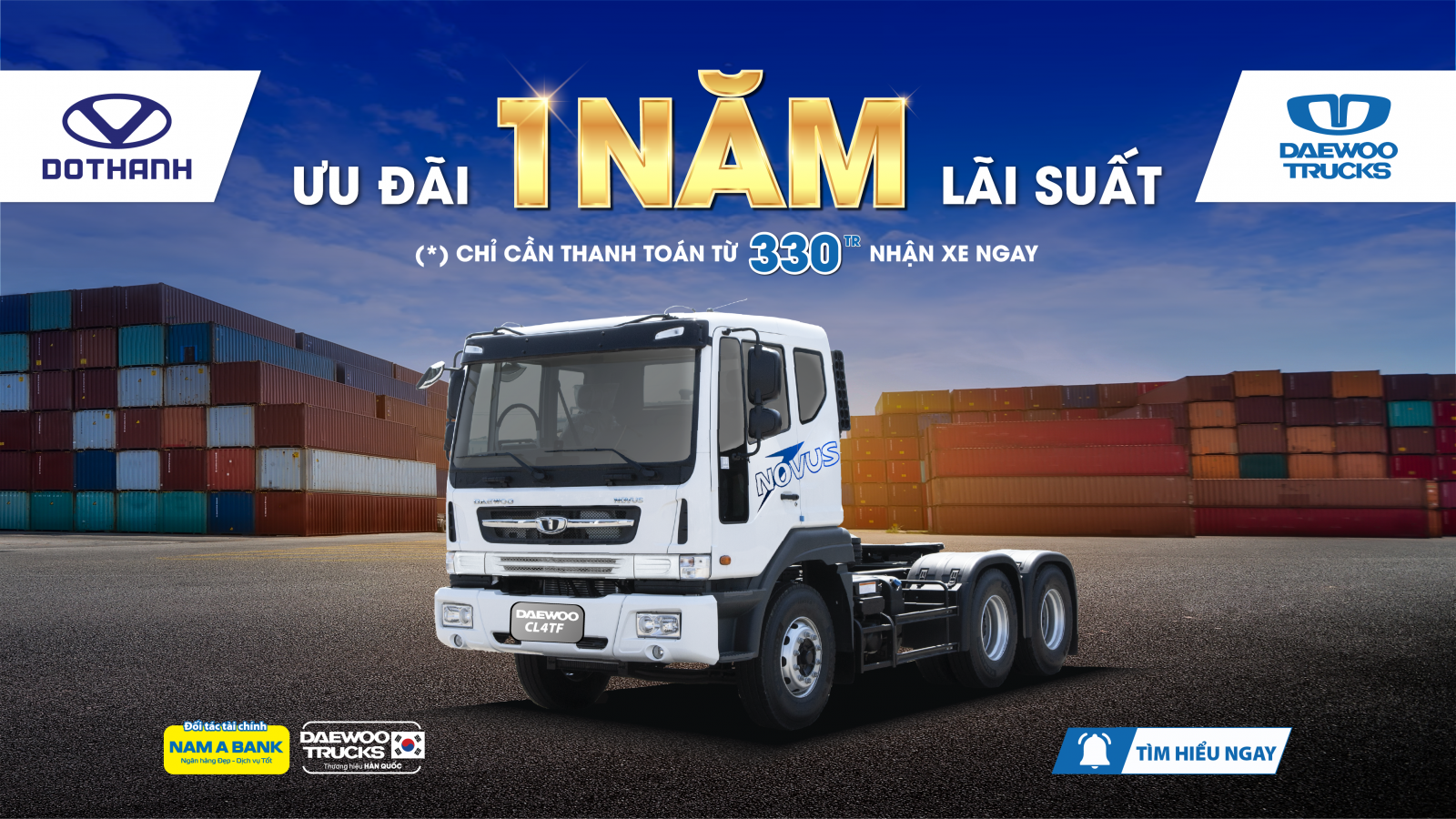Khuyến mại tháng 9 khi vay mua xe đầu kéo và các dòng xe tải, xe chuyên dụng Daewoo Trucks