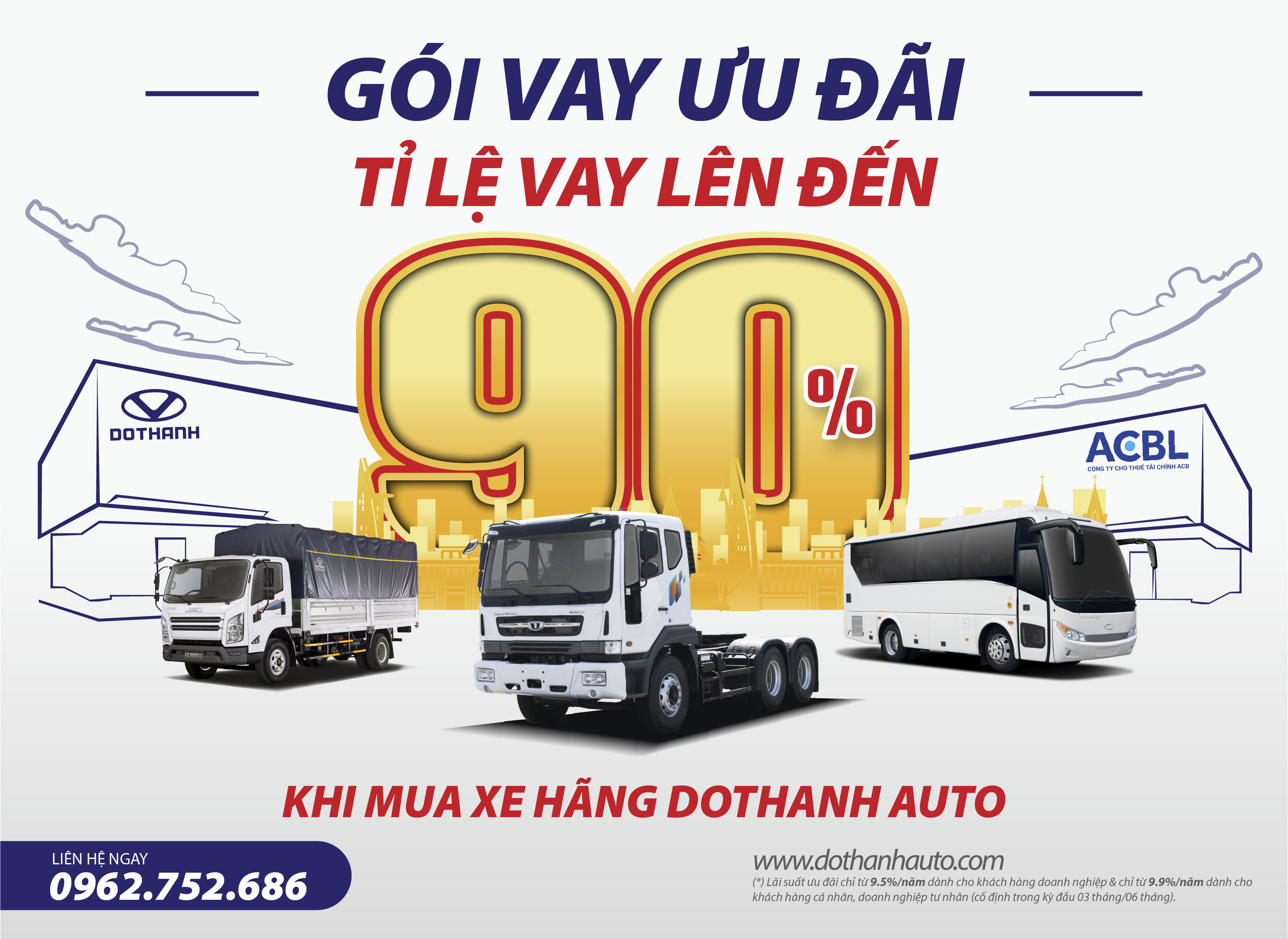 CHƯƠNG TRÌNH VAY ƯU ĐÃI TỪ ACB LEASING KHI MUA XE TẢI ĐÔ THÀNH