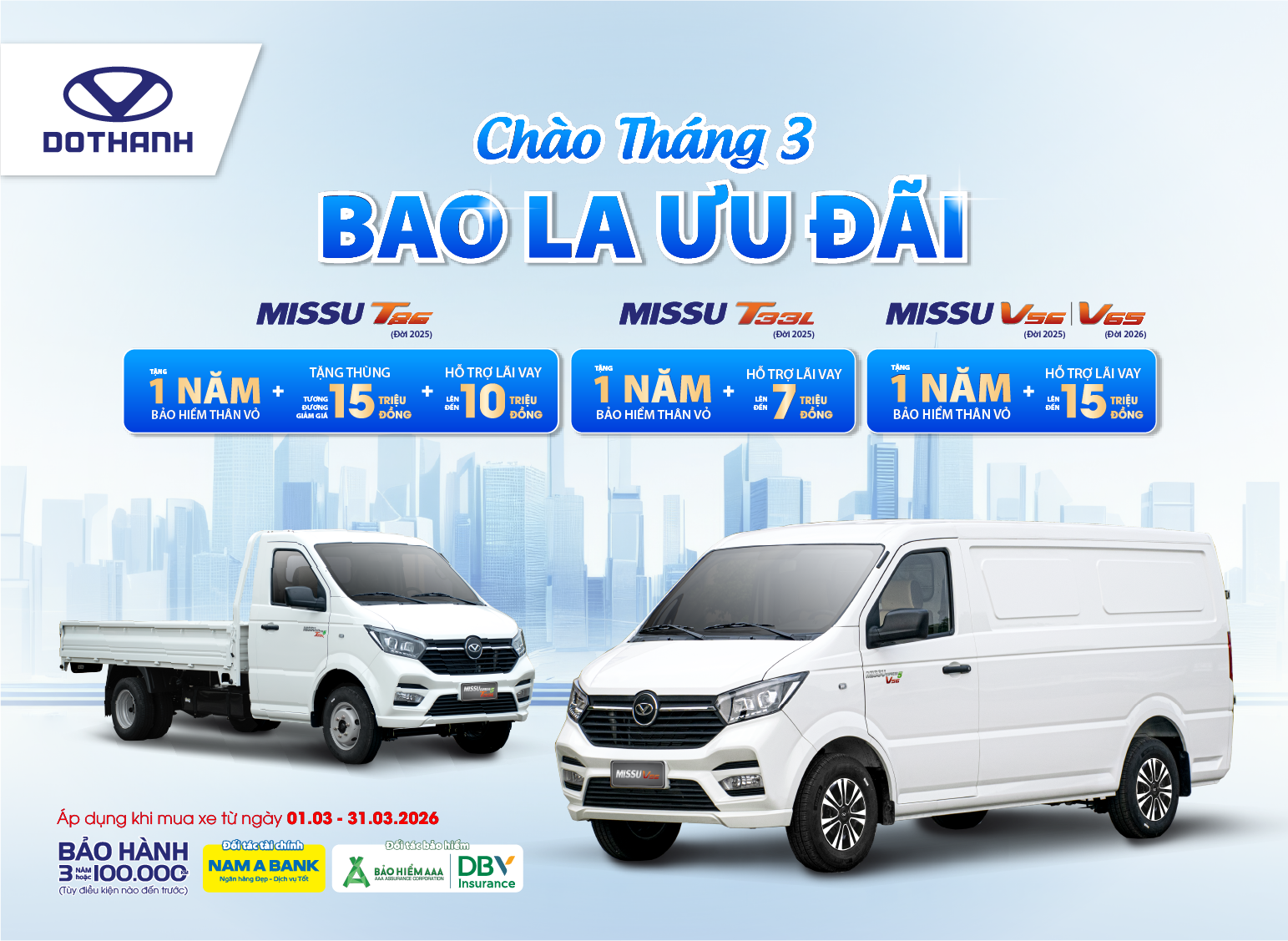 MISSU: CHÀO THÁNG 3, BAO LA ƯU ĐÃI | XE TẢI NHỎ, XE VAN DOTHANH